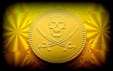 Čokoládová mince pirátský poklad vzor lebka v rámečku 999-006-003