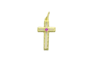 Křížek odlehčený malý prořezávaný s kamínkem 2 mm 0,40 g/ks 453-001-399 K
